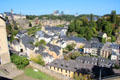 View of Luxembourg looking north from rocky spur of Le Bock. Luxembourg, Luxembourg.
