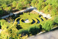 Garden area with maze-like sculpted hedges. Luxembourg, Luxembourg.