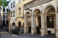 Buildings & narrow streets in historic core of city. Luxembourg, Luxembourg.