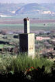 Chellah medieval fortified Muslim necropolis with minaret with landscape beyond. Rabat, Morocco.