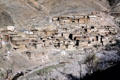Terraced village in Atlas mountains seen from road between Marrakesh & Tizi-n-Tichka. Morocco.