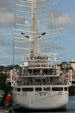 Cruise ship Mata Utu with 5 sailing masts. Fort de France, Martinique.