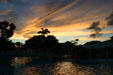 Sunset over resort hotel at Diamond Point. Diamant, Martinique.