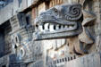 Detail of a serpent sculpture on Temple of Quetzalcoatl at Teotihuacán. Mexico