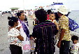 Native Mexican family on docks of Cozumel. Mexico.