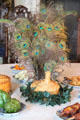 Peacock feathers decorating dining table in New Dining. Het Loo, Netherlands.