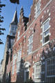 The buildings of a street on small canal. Sloten, Netherlands.