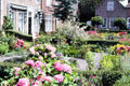 Flower gardens in front of houses. Veere, Netherlands.