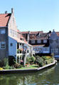 Buildings on harbor in Enkhuizen. Netherlands.