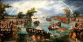 Fishing for Souls painting by Adriaen Pietersz van de Venne at Rijksmuseum. Amsterdam, NL.