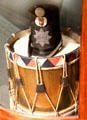 Drum & military hat used by during the Belgian Revolt of 1830 at Rijksmuseum. Amsterdam, NL.