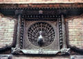 Famous peacock window screen in Bhaktapur. Nepal.