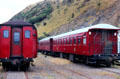 Passenger cars at small Rail Museum in Paekakariki. New Zealand.
