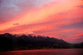 Sunset over the mountains in Kaikoura. New Zealand