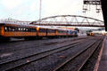 Rail yards at Dunedin railway station. New Zealand.