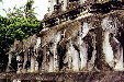 Elephant sculptures on the exterior of Wat Chiang Man, the oldest wat in Chiang Mai. Thailand.