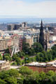 Festival Wheel & Scott Monument over Scottish National Gallery on Princes Street Gardens with New Town beyond. Edinburgh, Scotland.