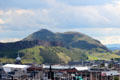 Salisbury Crags extinct volcano from Edinburgh Castle. Edinburgh, Scotland.