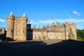 Holyrood Palace which incorporates tower , neoclassical extension & features from restorations under Queen Victoria. Edinburgh, Scotland.