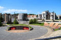 Array of buildings of Scottish Parliament designed to appear to float together like ships in a harbor. Edinburgh, Scotland.
