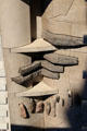 Rocks embedded in Royal Mile facade at Scottish Parliament. Edinburgh, Scotland.