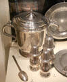 Silver cup by John Seatoun, casters by Henry Bethune, & combo tablespoon & marrow scoop by Alexander Kinkaid of Edinburgh at National Museum of Scotland. Edinburgh, Scotland.