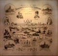 Glasgow International Exhibition souvenir printed handkerchief with panoramic view at National Museum of Scotland. Edinburgh, Scotland.