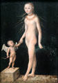 Venus & Cupid painting by Lucas Cranach at National Gallery of Scotland. Edinburgh, Scotland.