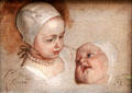 Portraits of Princesses Elizabeth & Anne, children of Charles I & Queen Henrietta Maria by Sir Anthony van Dyck at National Portrait Gallery of Scotland. Edinburgh, Scotland.