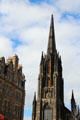 Spire of The Hub on Royal Mile. Edinburgh, Scotland.