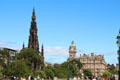 Scott Monument & Balmoral Hotel over East Princes Street Gardens. Edinburgh, Scotland.