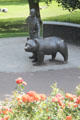 Monument to Wojtek the Soldier Bear trained to carry heavy mortar rounds for Polish troops in WWII by Alan Heriot in Princes Street Gardens. Edinburgh, Scotland.
