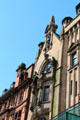 Heritage roofline with sculptures on Buchanan St. Mall. Glasgow, Scotland.