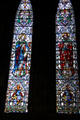 Modern stained glass in Glasgow Cathedral. Glasgow, Scotland.