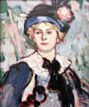 Pink Parasol - Bertha Case painting by John Duncan Fergusson of Scottish Colourists at Kelvingrove Art Gallery. Glasgow, Scotland.