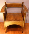 Argyle Street Tearoom oak armchair by Charles Rennie Mackintosh at Kelvingrove Art Gallery. Glasgow, Scotland.