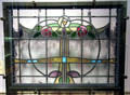 Stained glass panel from a Glasgow tenement flat at Kelvingrove Art Gallery. Glasgow, Scotland.