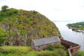 Dumbarton Castle overlooking Leven River which flows into Clyde. Glasgow, Scotland.