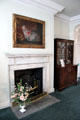 Staircase upper landing fireplace at Pollok House. Glasgow, Scotland.