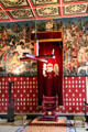 Throne & unicorn tapestries in Queen's Inner Hall recreated in Palace of Stirling Castle. Stirling, Scotland.