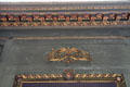 Scallop shell motif atop picture frame in dining room at Newhailes. Musselburgh, Scotland.