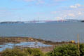 Firth of Forth bridges seen from Blackness Castle. Blackness, Scotland.