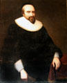 Portrait of Sir George Bruce of Carnock by George Jamesone in painted chamber at Culross Palace at Culross Palace. Culross, Scotland.