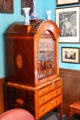 Collection cabinet with small drawers decorated with marquetry in Oak Room at Lauriston Castle. Edinburgh, Scotland