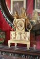 Ornate mantel clock with mythological theme in library at Lauriston Castle. Edinburgh, Scotland.
