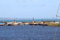 Working boats at Leith harbor. Edinburgh, Scotland.