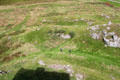 Hikers pass Smailholm Tower. Scotland.