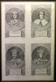 Engraving of Scottish Kings Robert III, James I, II, III at Traquair House. Scotland.