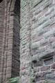 Facade stonework detail at Arbroath Abbey. Arbroath, Scotland.