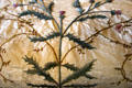Thistle detail of crewel work cover by Philippa Turnbull in Queen Mother's bedroom at Glamis Castle. Angus, Scotland.